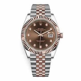2024 Never Worn Rolex Datejust 41mm - Ref: 126331-0004 - Chocolate Diamond Dial, Two Tone Stainless Steel & 18K Rose Gold Jubilee Bracelet Men's Watch