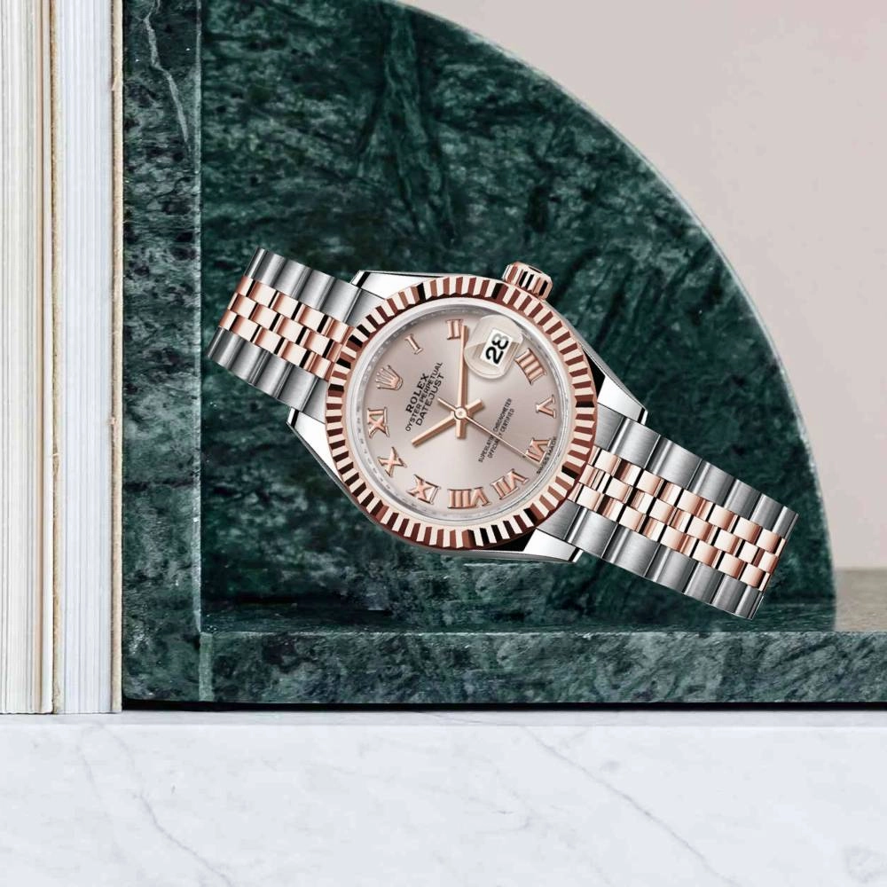 2024 Never Worn Rolex Lady-Datejust 28mm - Ref: 279171-0005 - Sundust Roman Dial, Two Tone Stainless Steel & 18K Rose Gold Jubilee Bracelet Women's Watch