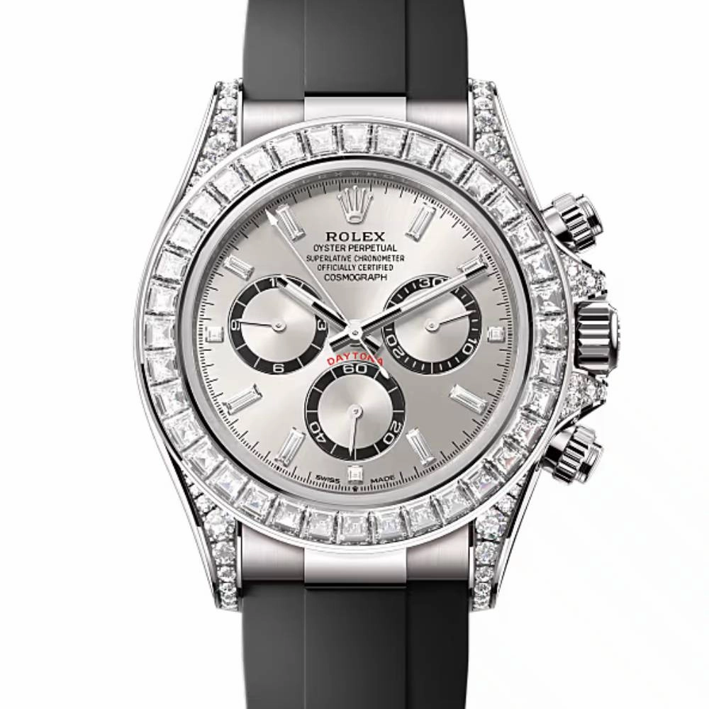 2024 Release Rolex Cosmograph Daytona 40 mm | Oysterflex bracelet | Steel dial Diamond bezel | 18k white gold Case Men's Watch 126539TBR