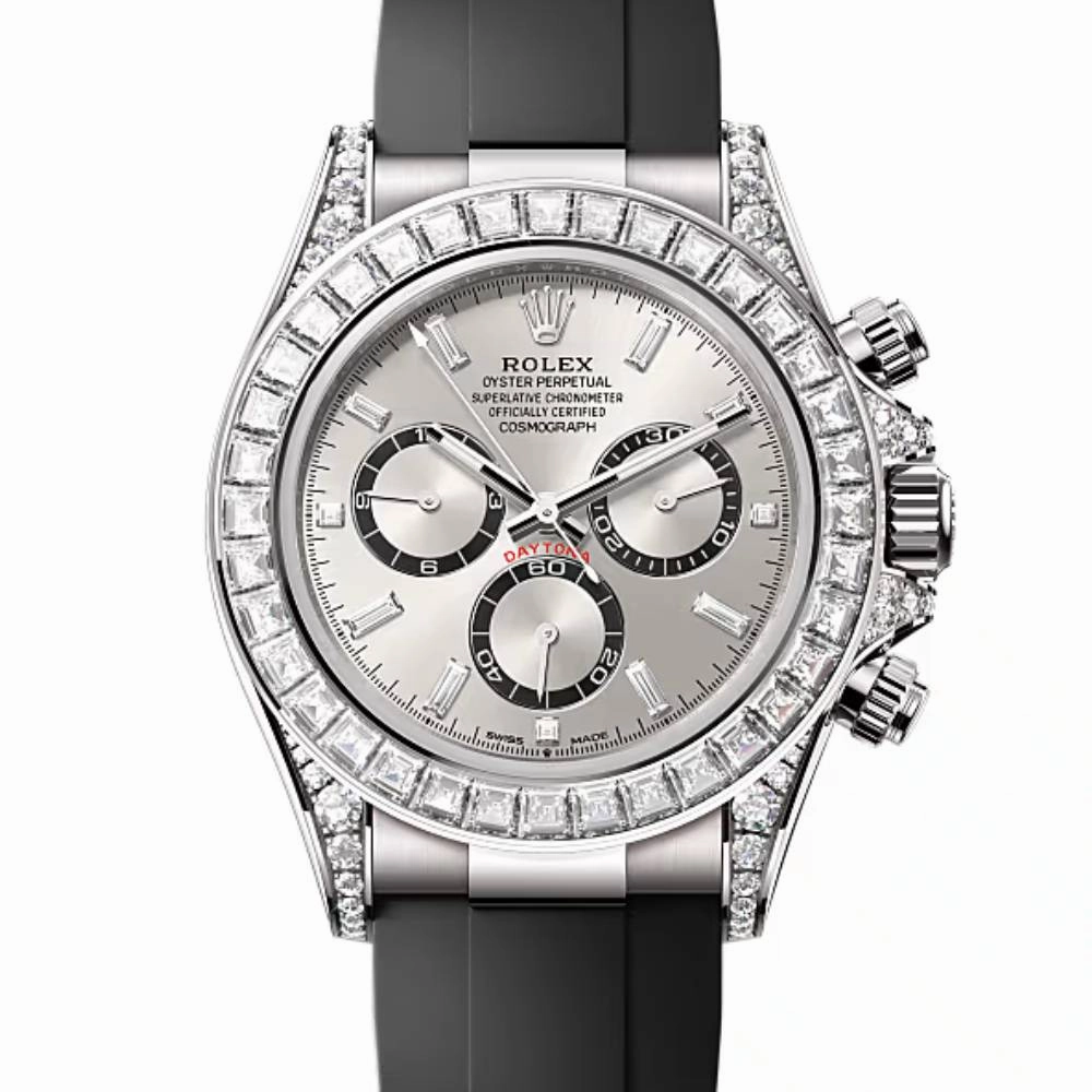 2024 Release Rolex Cosmograph Daytona 40 mm | Oysterflex bracelet | Steel dial Diamond bezel | 18k white gold Case Men's Watch 126539TBR