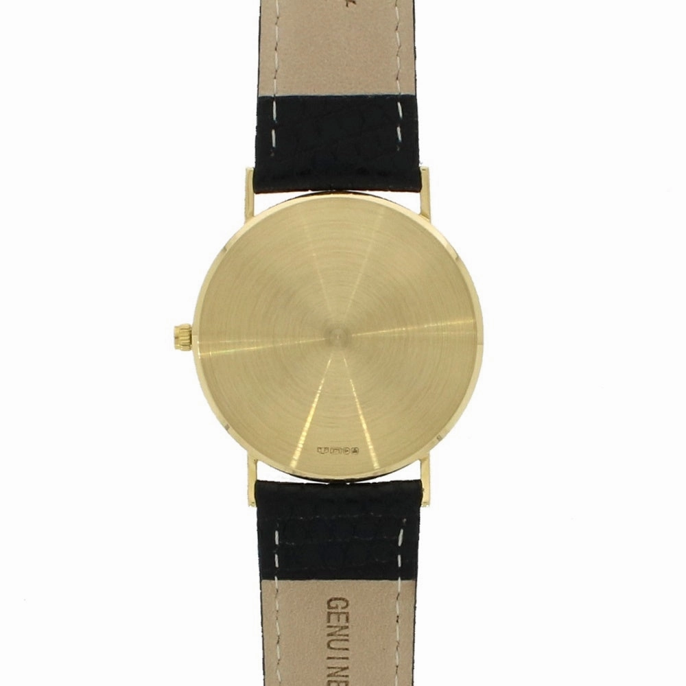Accurist 9ct Gold Mens Watch White Dial Black Strap 7801