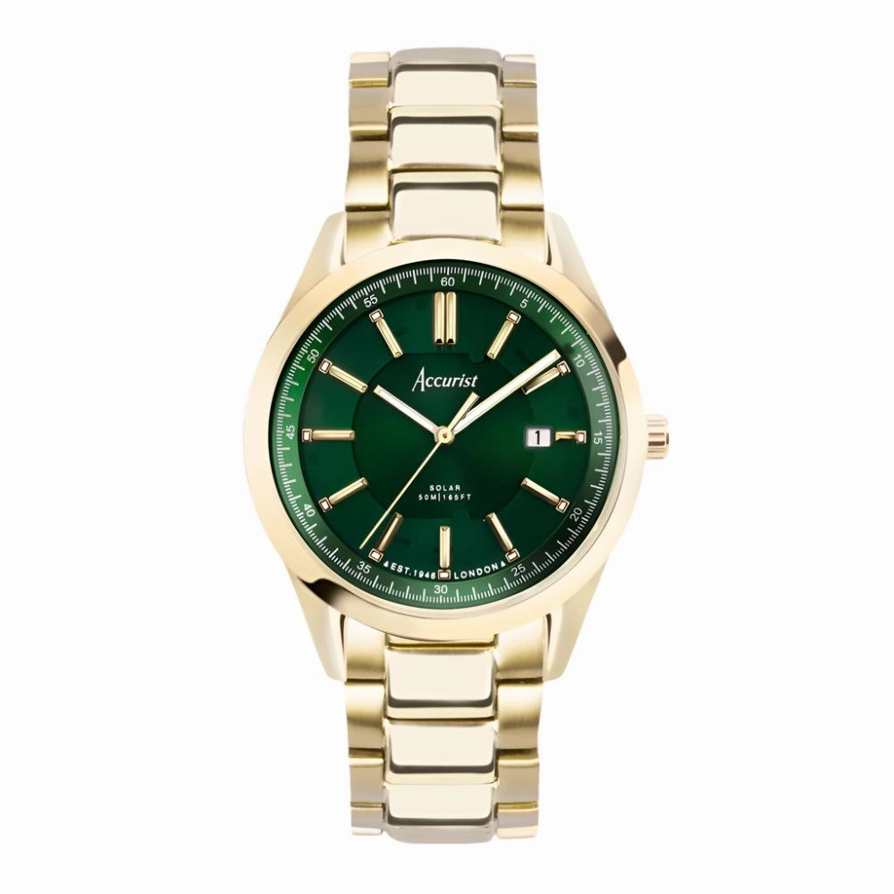 Accurist Everyday Green Dial Solar Mens Watch 74018