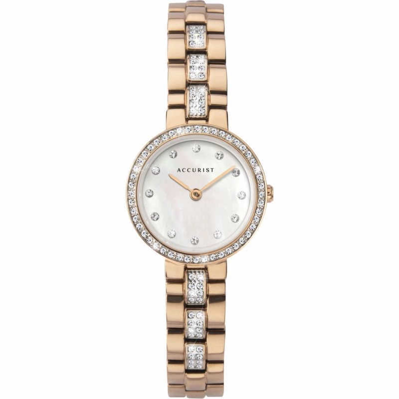 Accurist Rose Tone Crystal Set Ladies Watch 8310