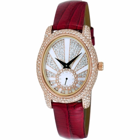 Adee Kaye Women's Watch - Flushy Quartz White Dial Red Leather Strap | AK2003-LRG