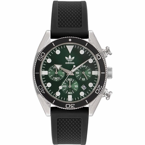 Adidas Men's Watch - Originals Chronometer Green Dial Black Rubber Strap | AOFH23005