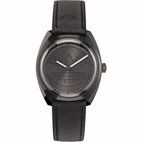 Adidas Men's Watch - Originals Quartz Black Dial Genuine Leather Strap | AOFH22514