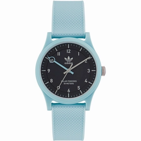 Adidas Men's Watch - Originals Quartz Resin Case Black Dial Blue Strap | AOST22561