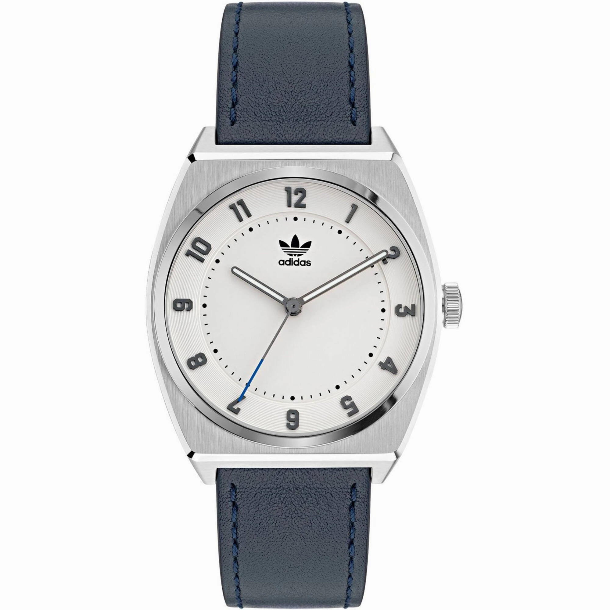 Adidas Men's Watch - Originals Quartz White Dial Navy Blue Leather Strap | AOSY22030