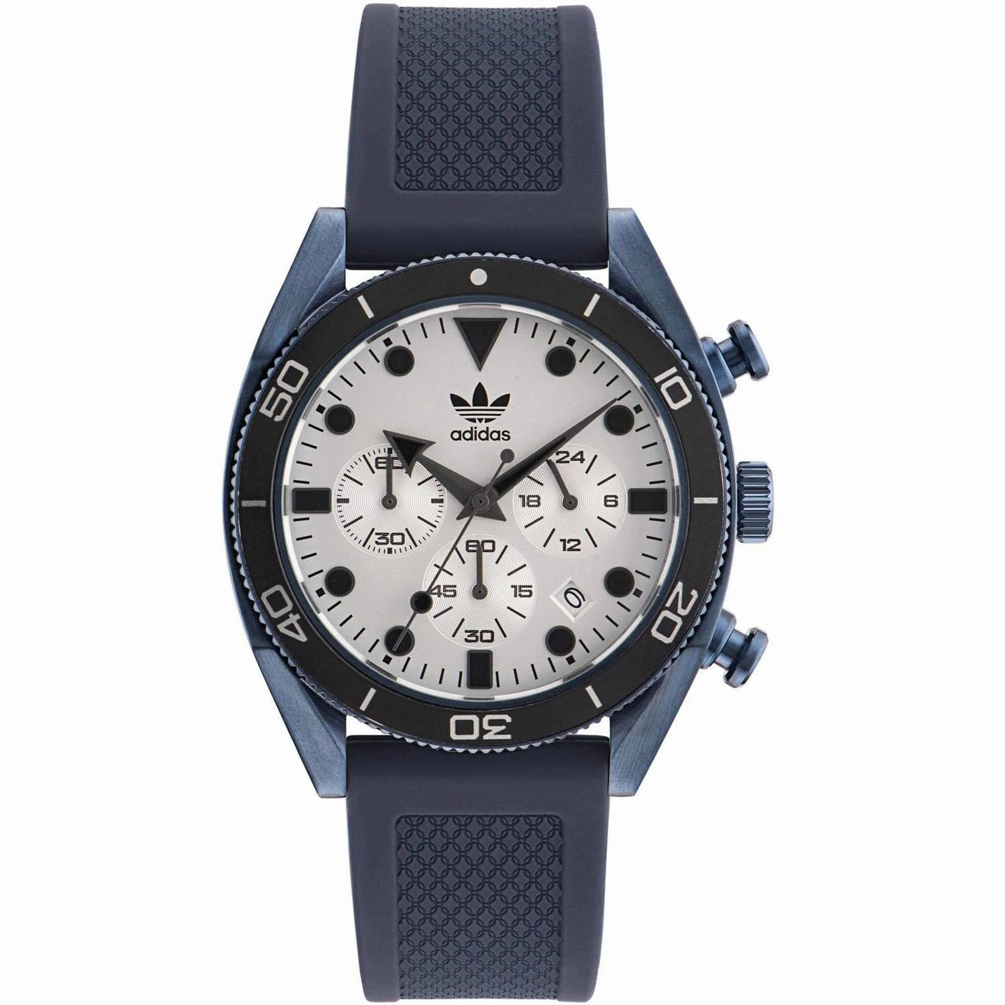 Adidas Men's Watch - Originals Quartz White Dial Navy Blue Rubber Strap | AOFH23004