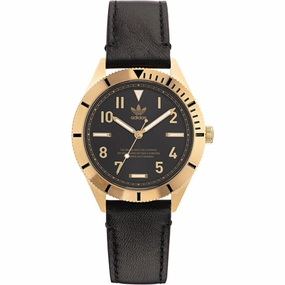 Adidas Men's Watch - Originals Quartz Yellow Gold Case Black Dial Strap | AOFH22504