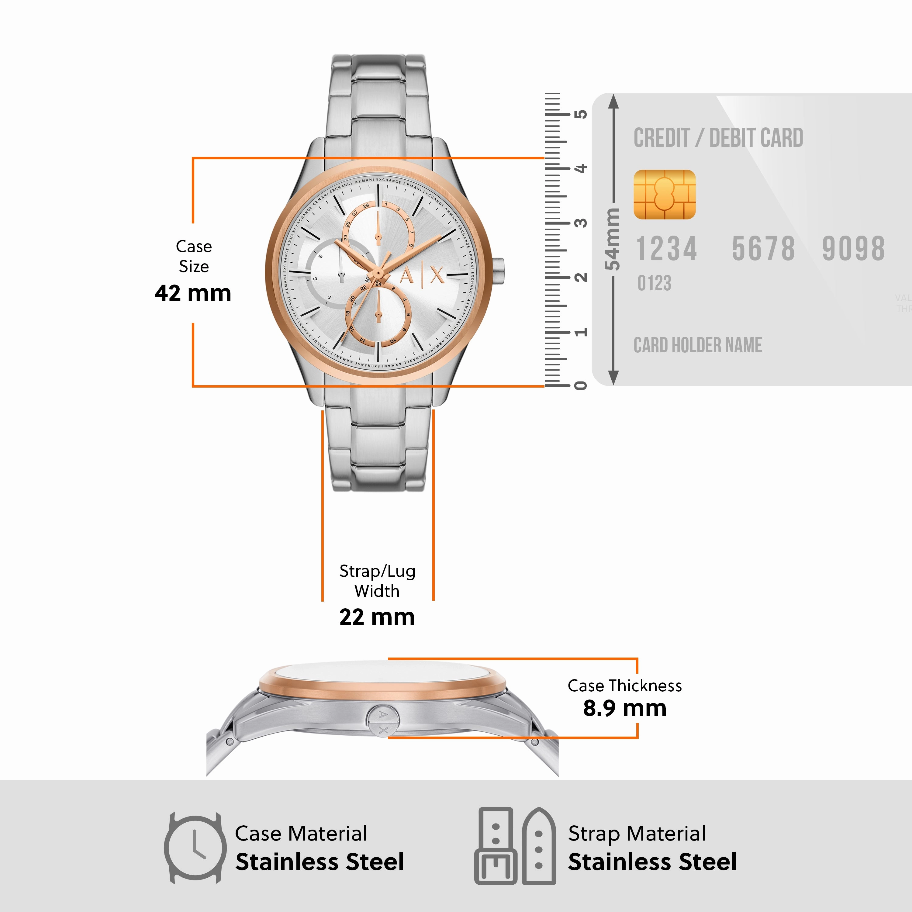 Armani Elegant Silver Stainless Steel Watch AX1870