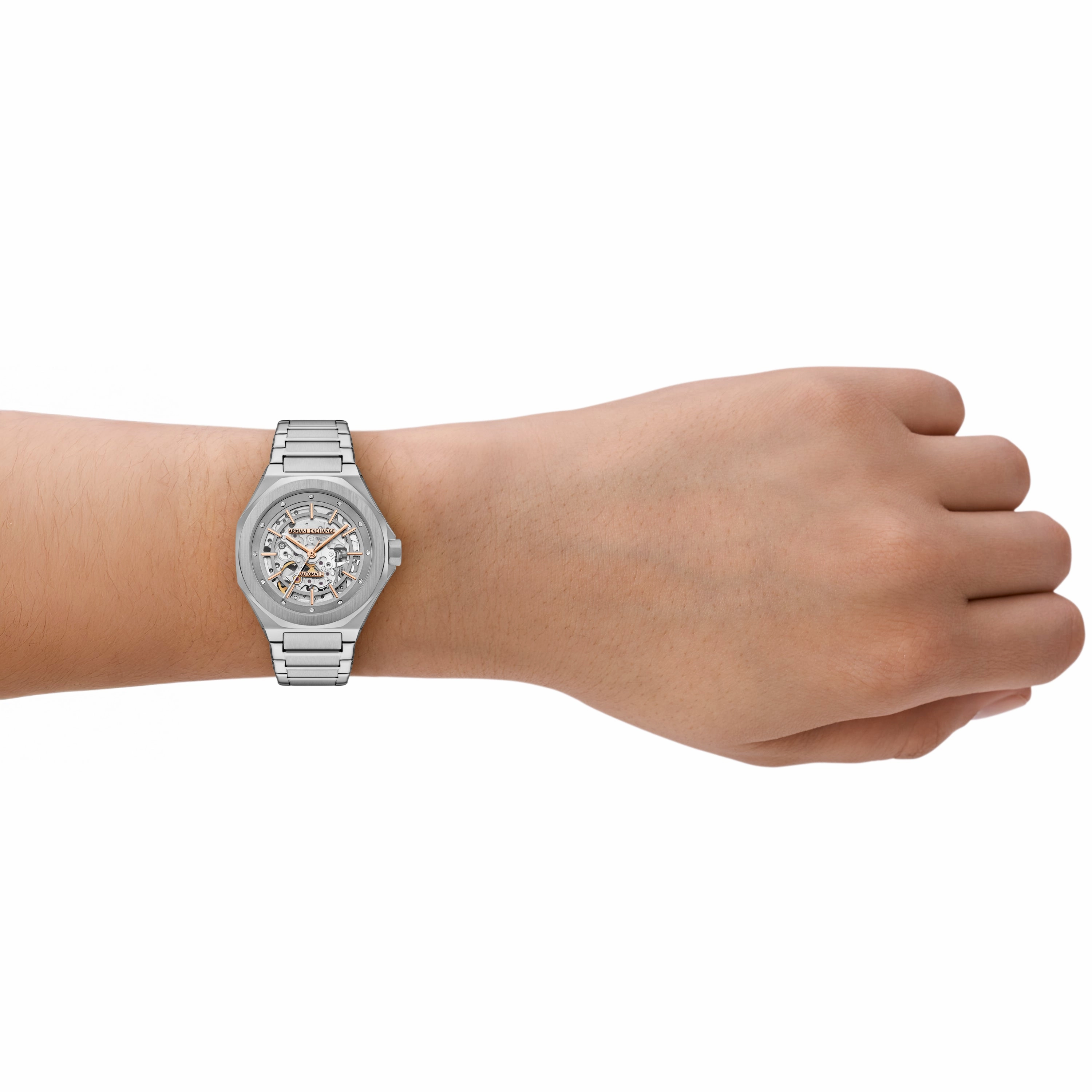 Armani Exchange Automatic Silver Dial Stainless Steel Watch AX4618