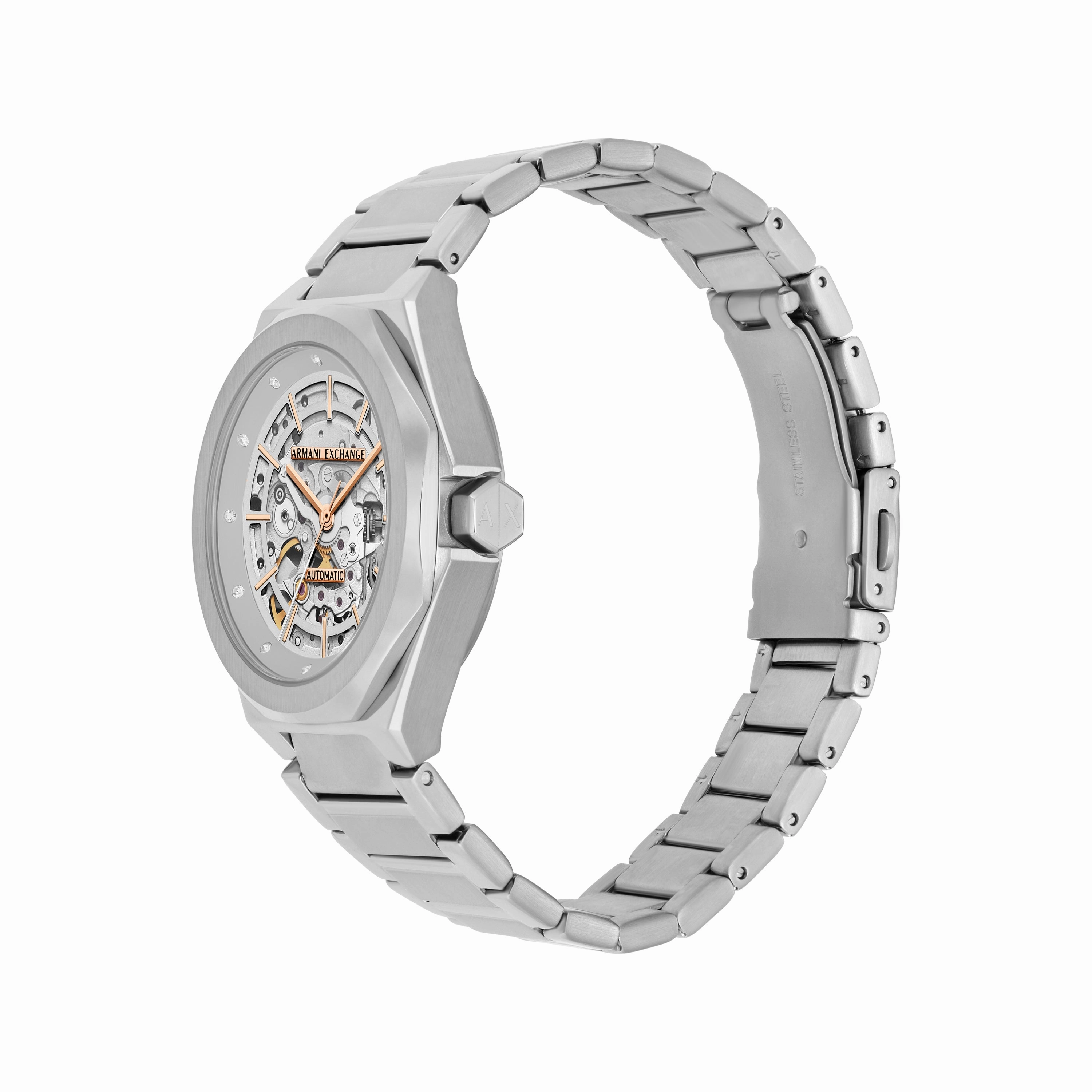 Armani Exchange Automatic Silver Dial Stainless Steel Watch AX4618