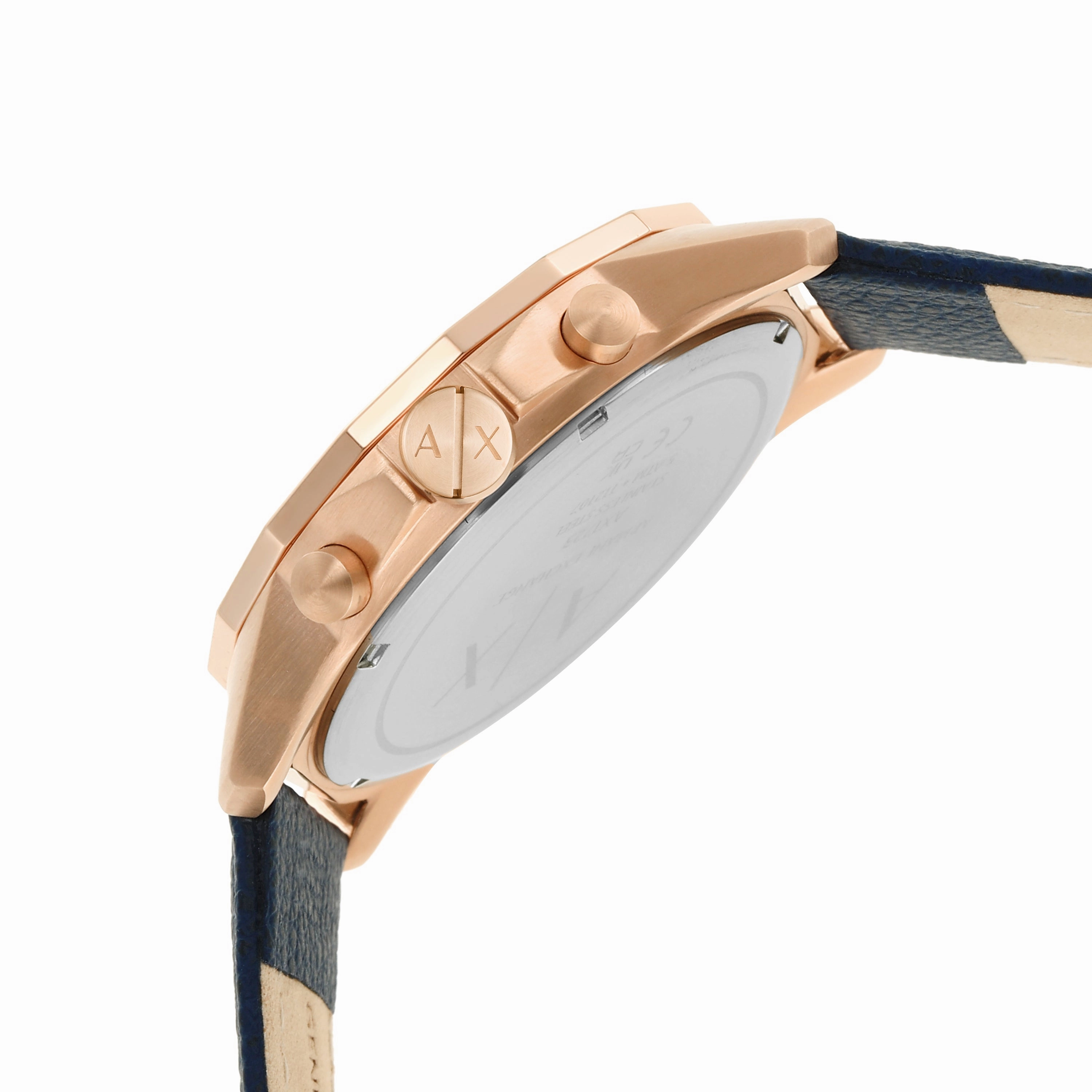 Armani Exchange Blue Leather Gold Mens Watch AX1723