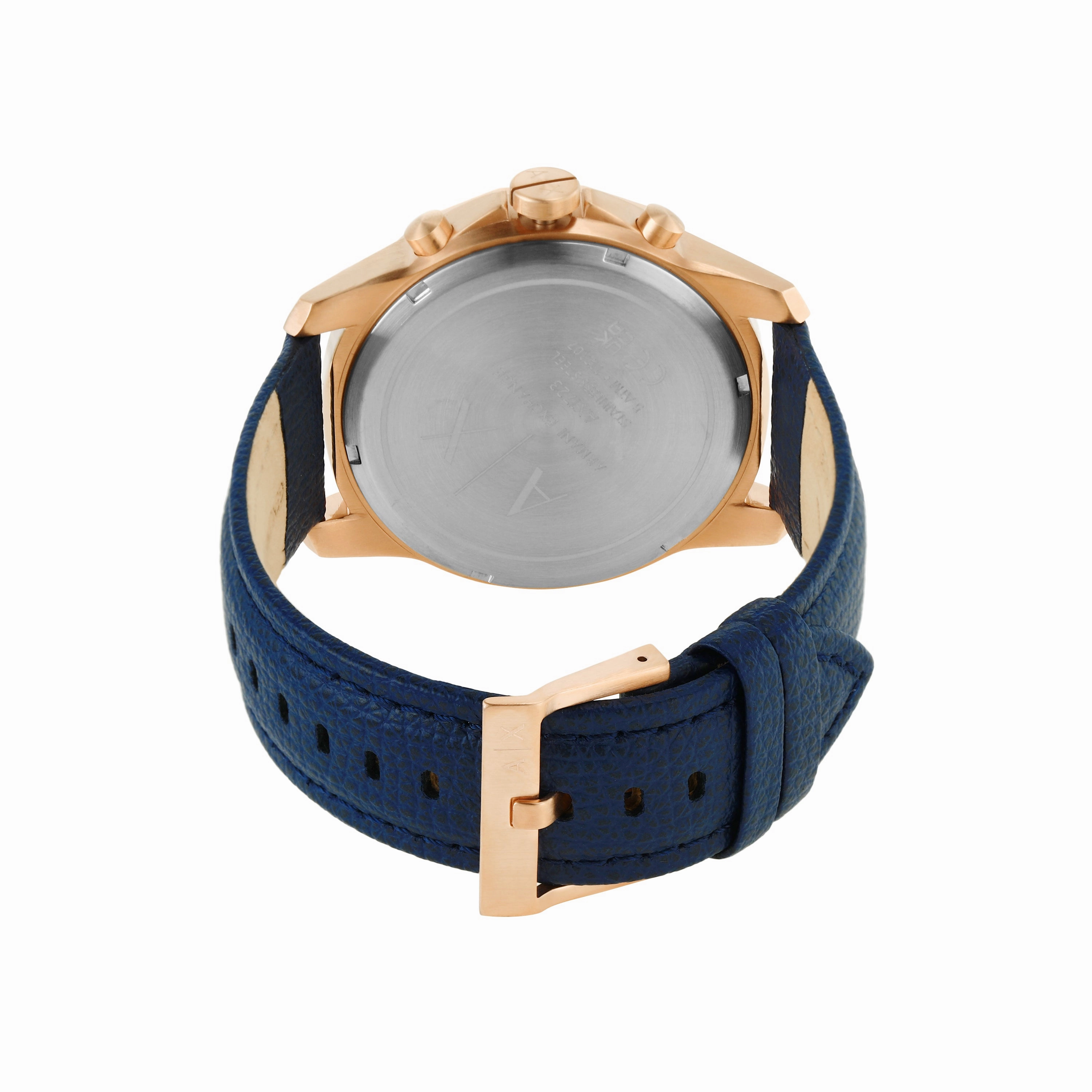 Armani Exchange Blue Leather Gold Mens Watch AX1723