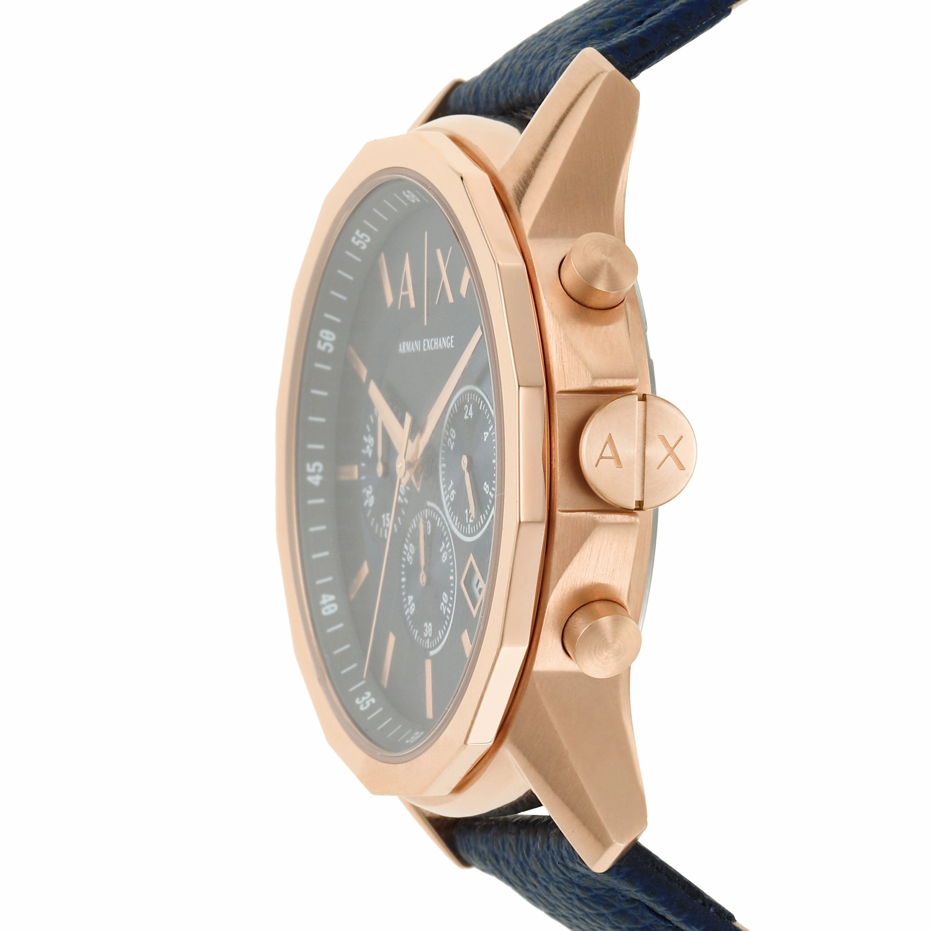 Armani Exchange Blue Leather Gold Mens Watch AX1723