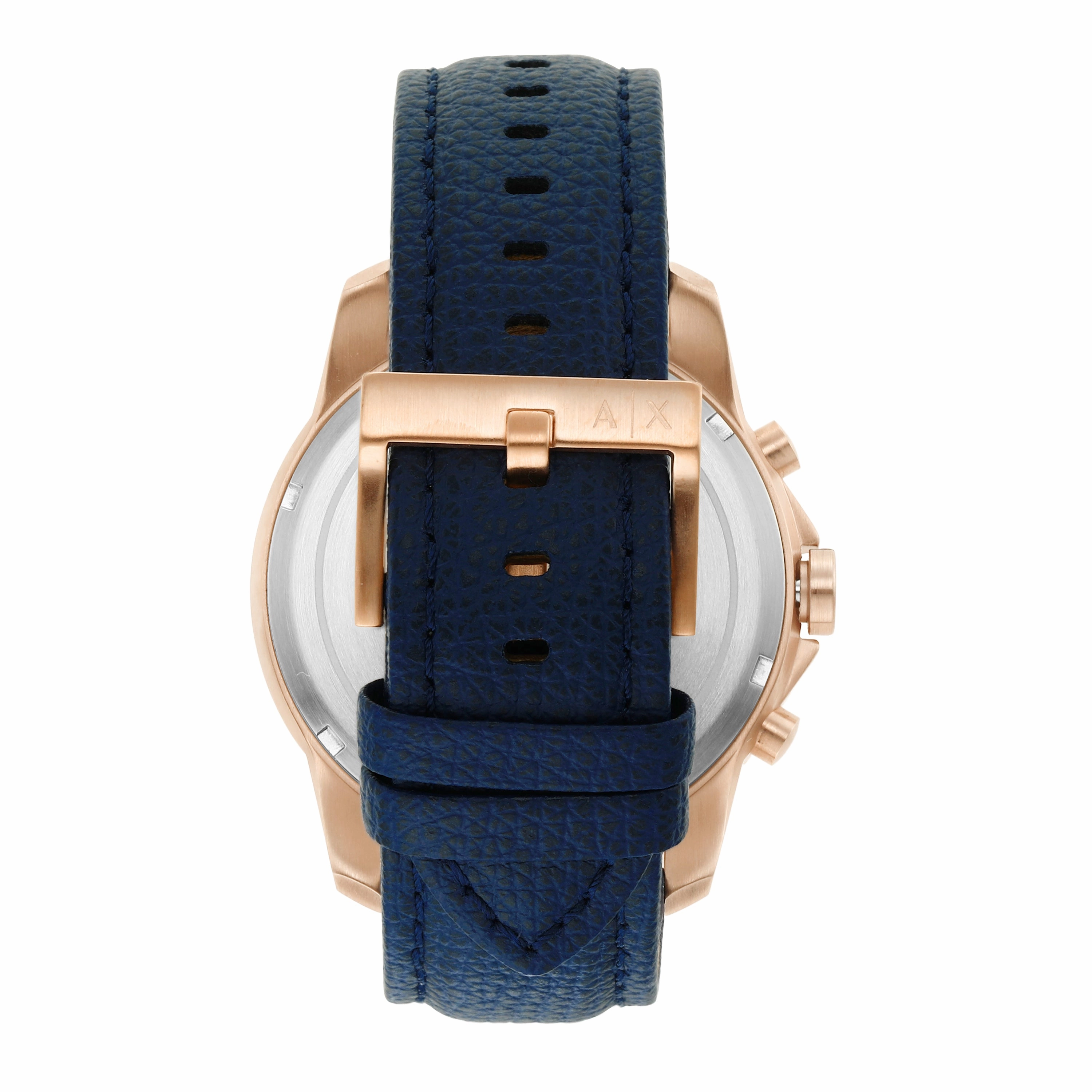 Armani Exchange Blue Leather Gold Mens Watch AX1723
