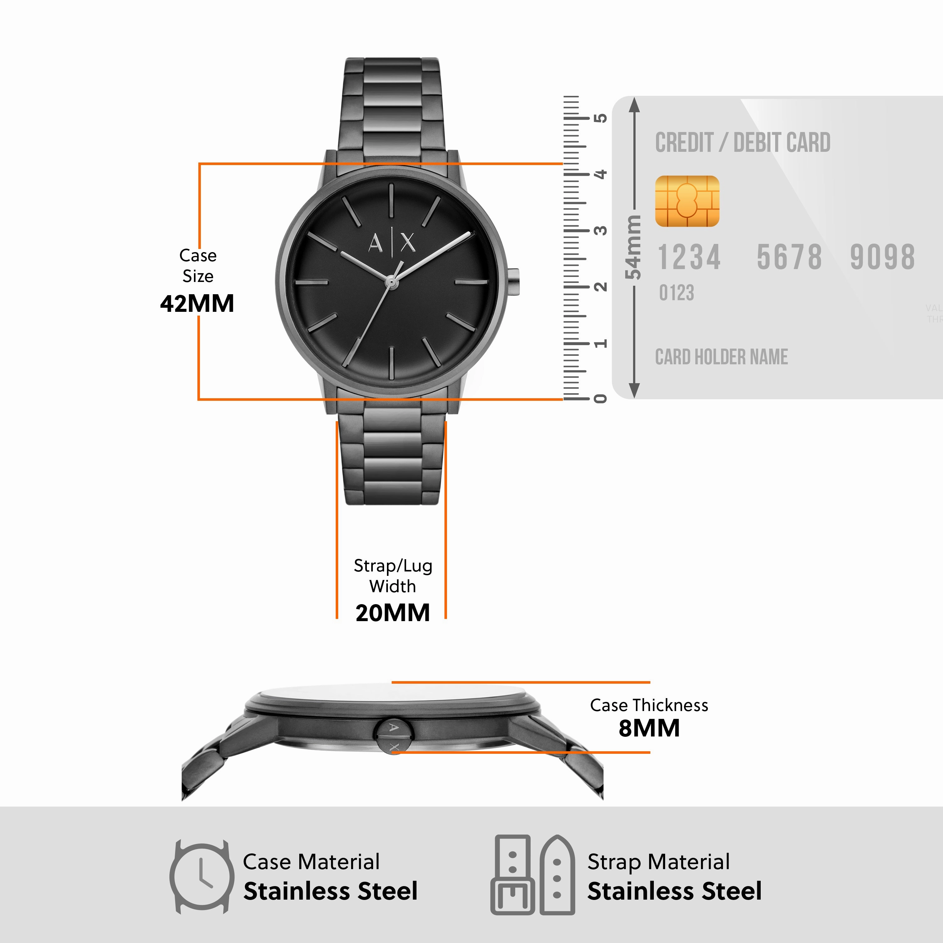 Armani Exchange Cayde All Black Silver Dial Watch Model AX2761