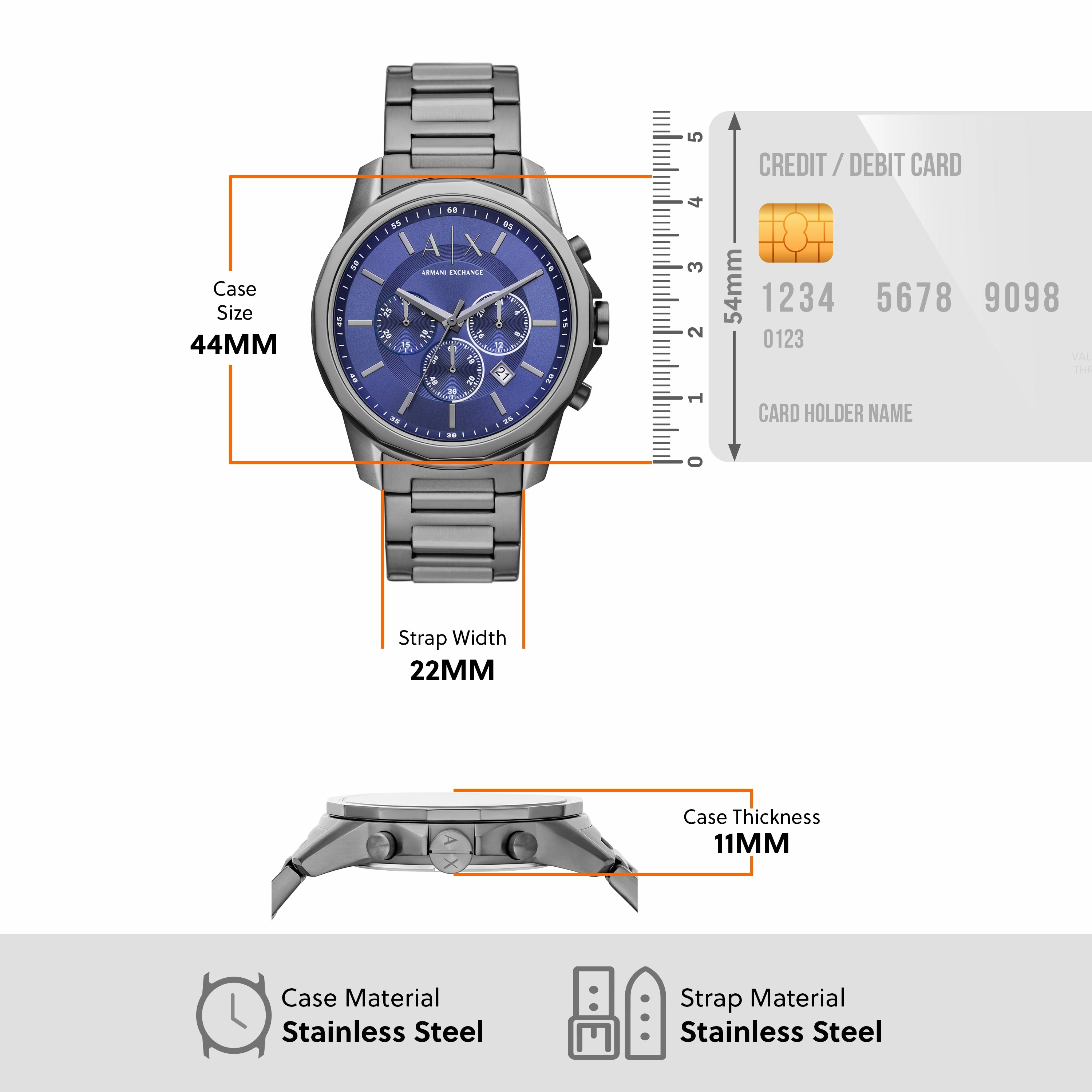 Armani Exchange Chronograph Gunmetal Stainless Steel Watch AX1731