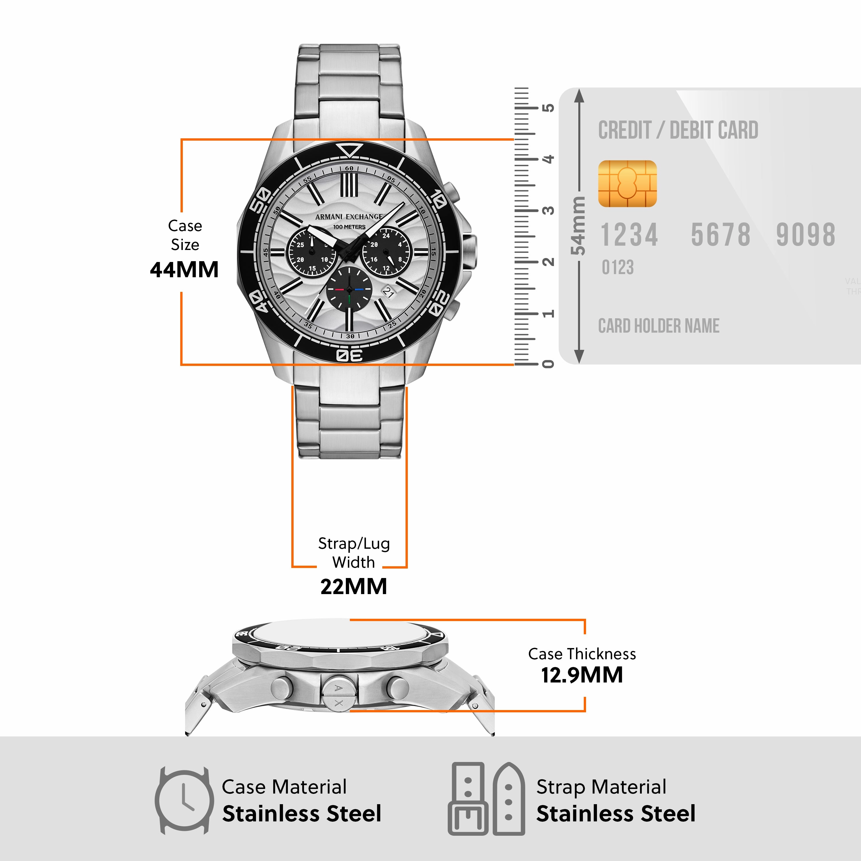 Armani Exchange Chronograph Silver Dial Stainless Steel Watch AX1969