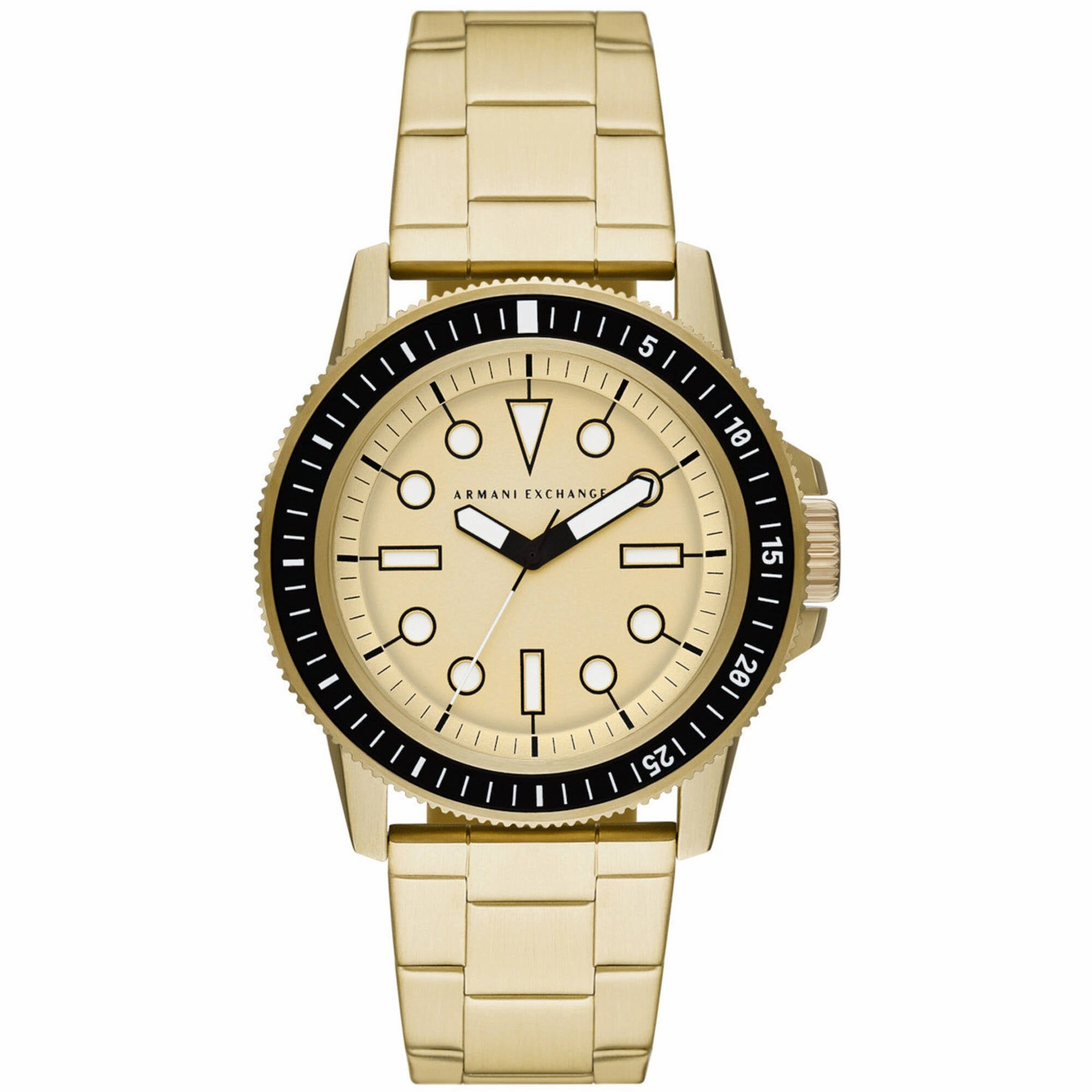 Armani Exchange Men's Watch - Classic Quartz Gold Dial Yellow Gold Bracelet | AX1854