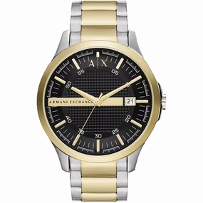 Armani Exchange Men's Watch - Hampton Quartz Black Dial Two Tone Bracelet | AX2453