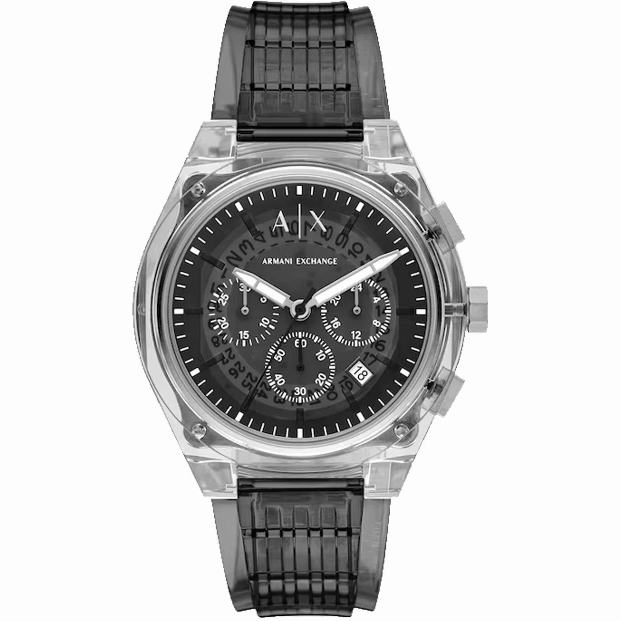 Armani Exchange Men's Watch - Rafael Quartz Grey Dial Silicone Rubber Strap | AX4167