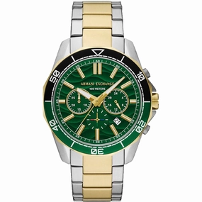 Armani Exchange Men's Watch - Spencer Quartz Green Dial Two Tone Bracelet | AX1966