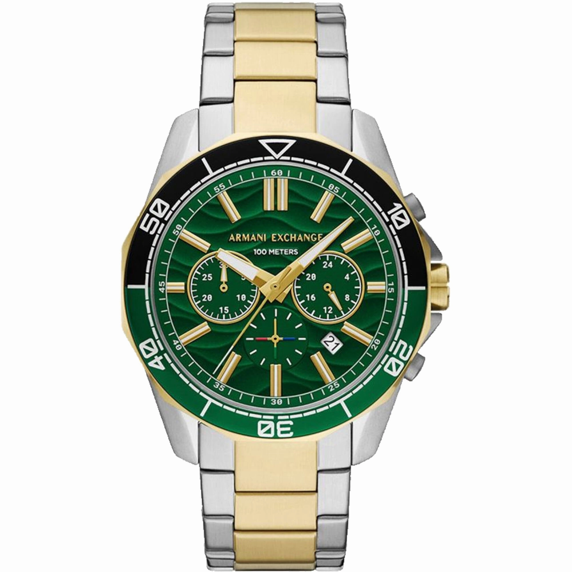Armani Exchange Men's Watch - Spencer Quartz Green Dial Two Tone Bracelet | AX1966