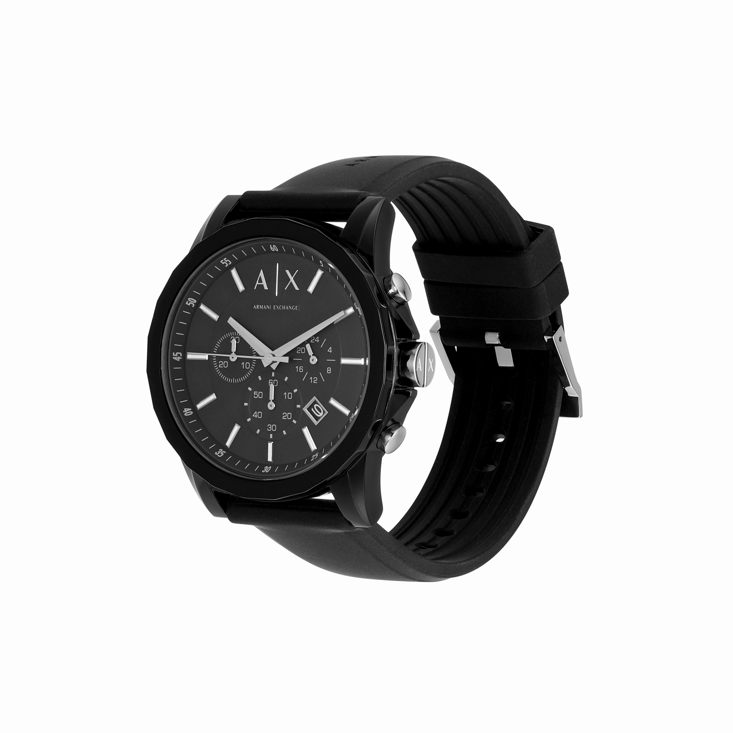 Armani Prestige: Quartz Chronograph Watch with Black Silicone AX1326