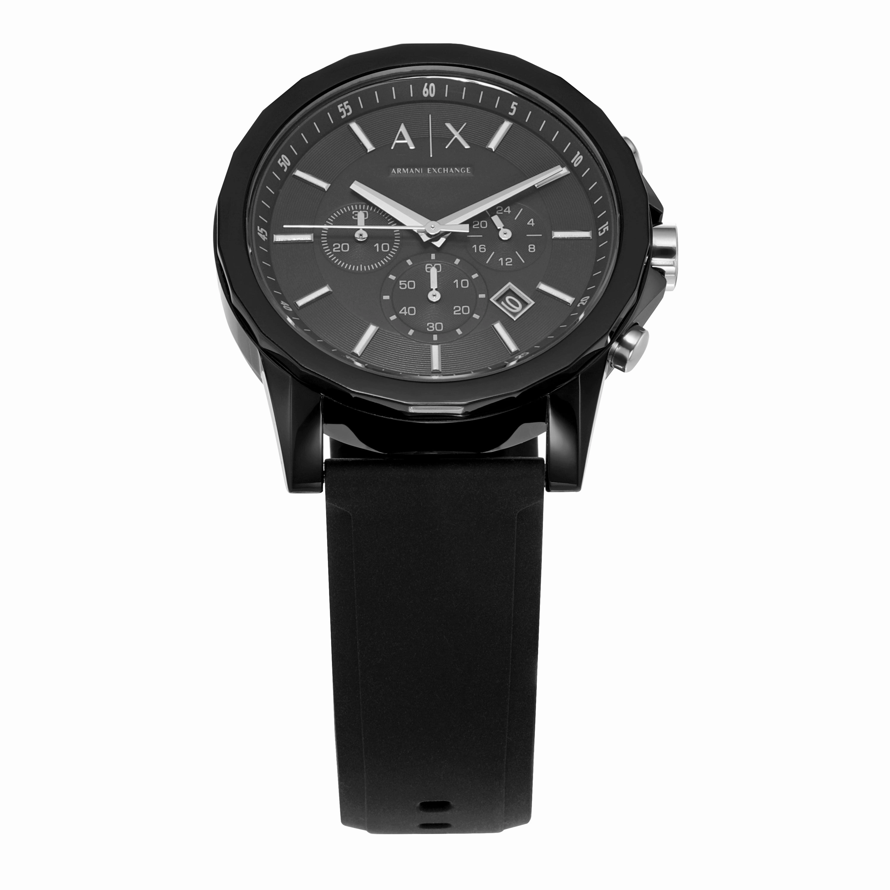 Armani Prestige: Quartz Chronograph Watch with Black Silicone AX1326