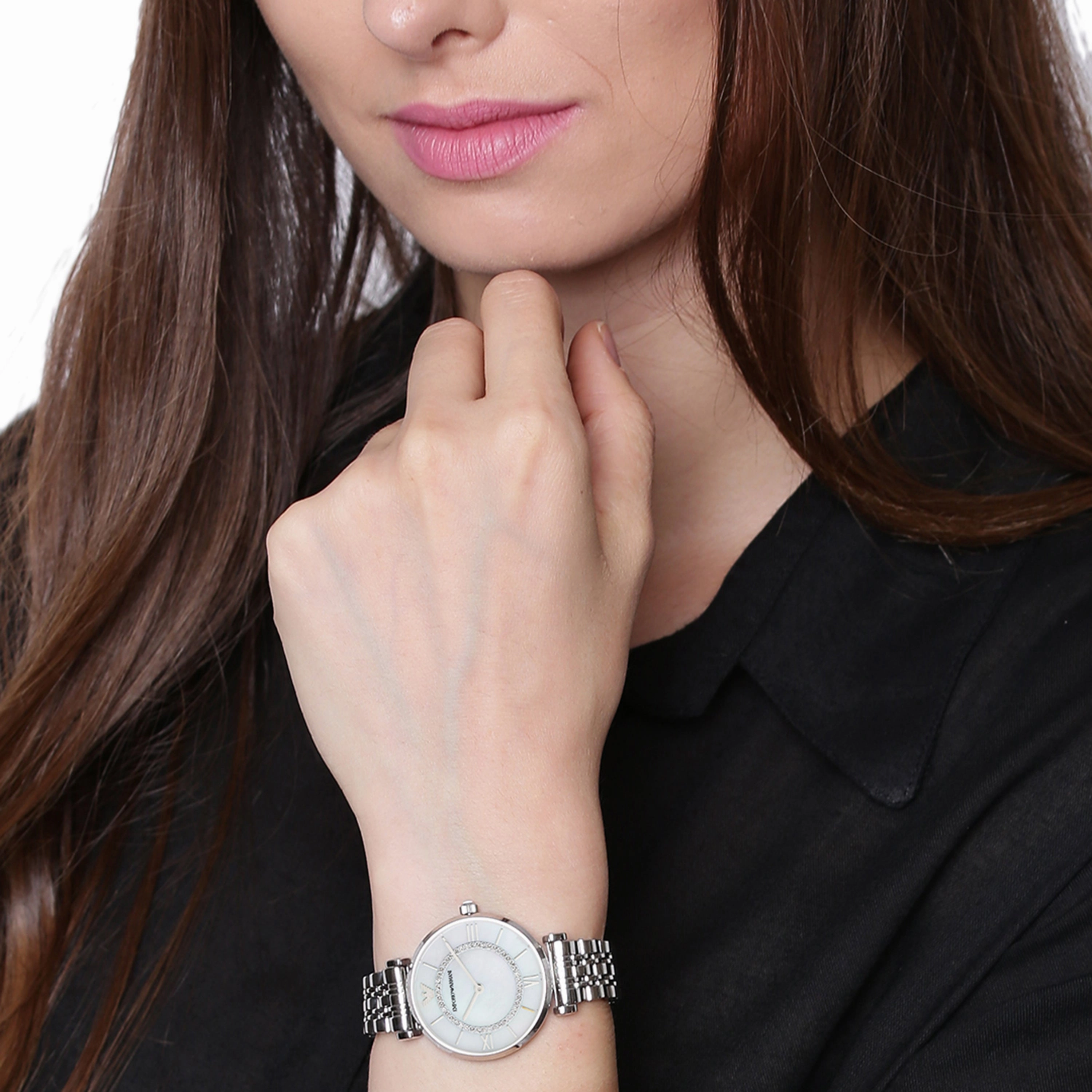 Armani Women's Stainless Steel Watch with Pearl Dial AR1908