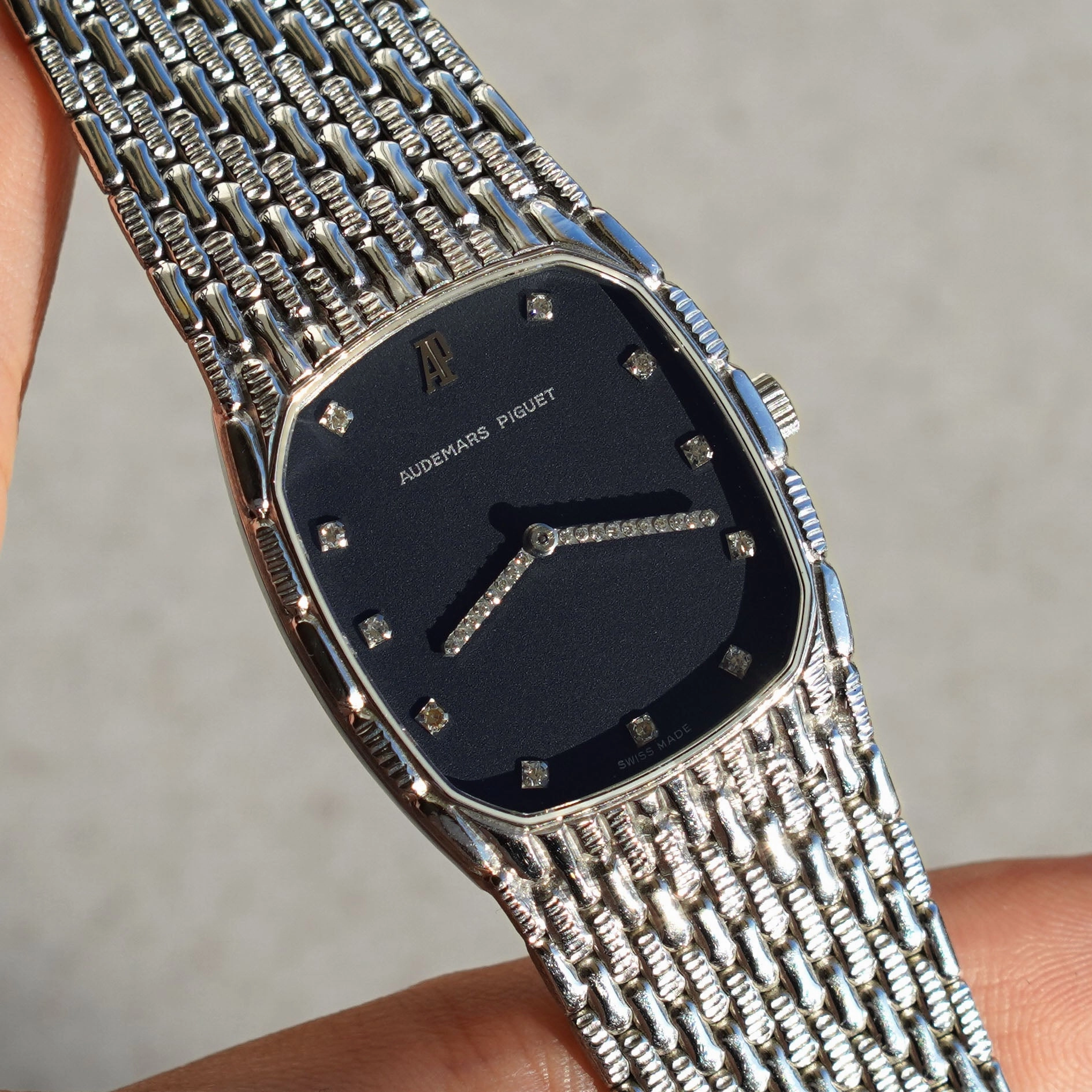 Audemars Piguet Cobra with Navy Blue Dial, Diamond Indices and Hands, White Gold