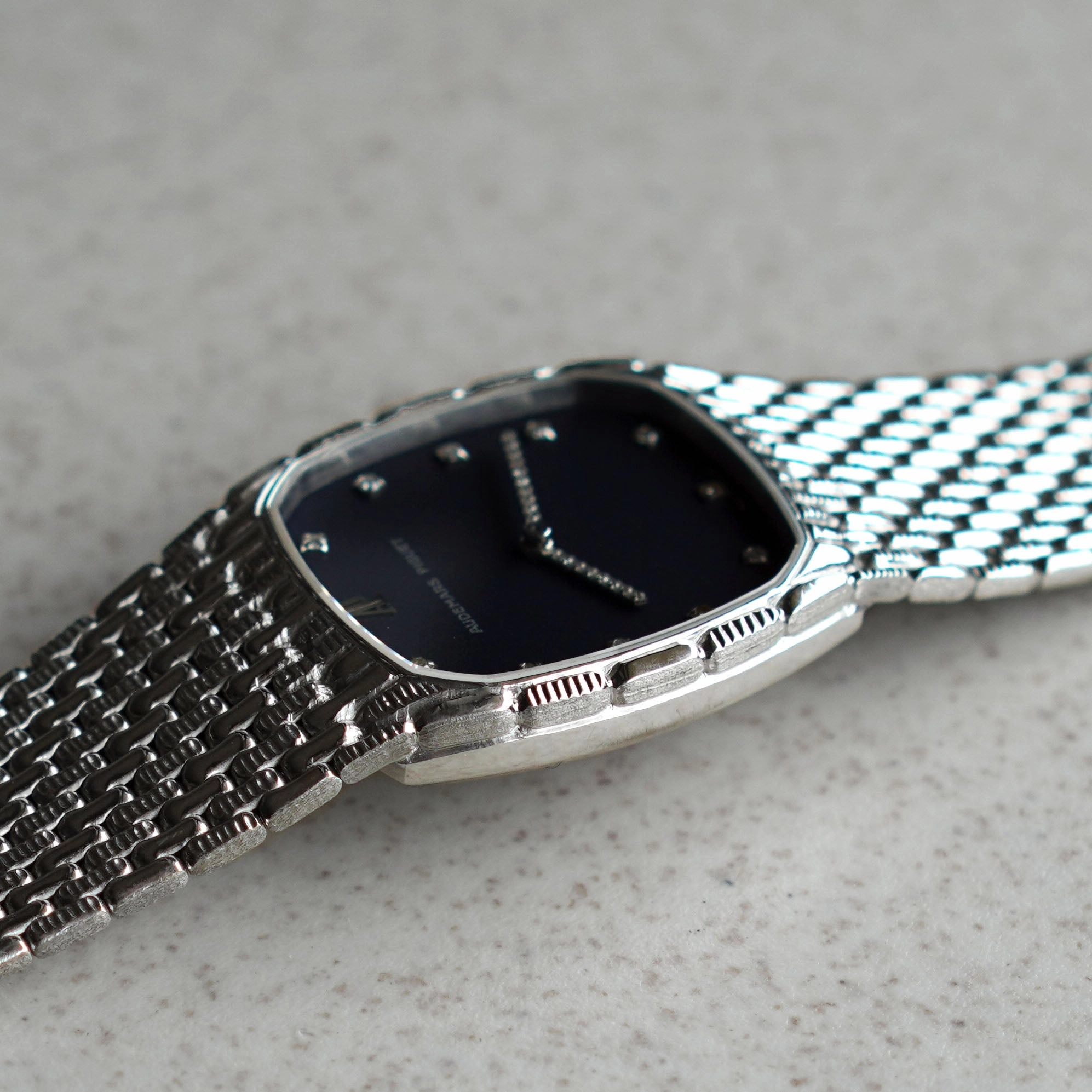 Audemars Piguet Cobra with Navy Blue Dial, Diamond Indices and Hands, White Gold