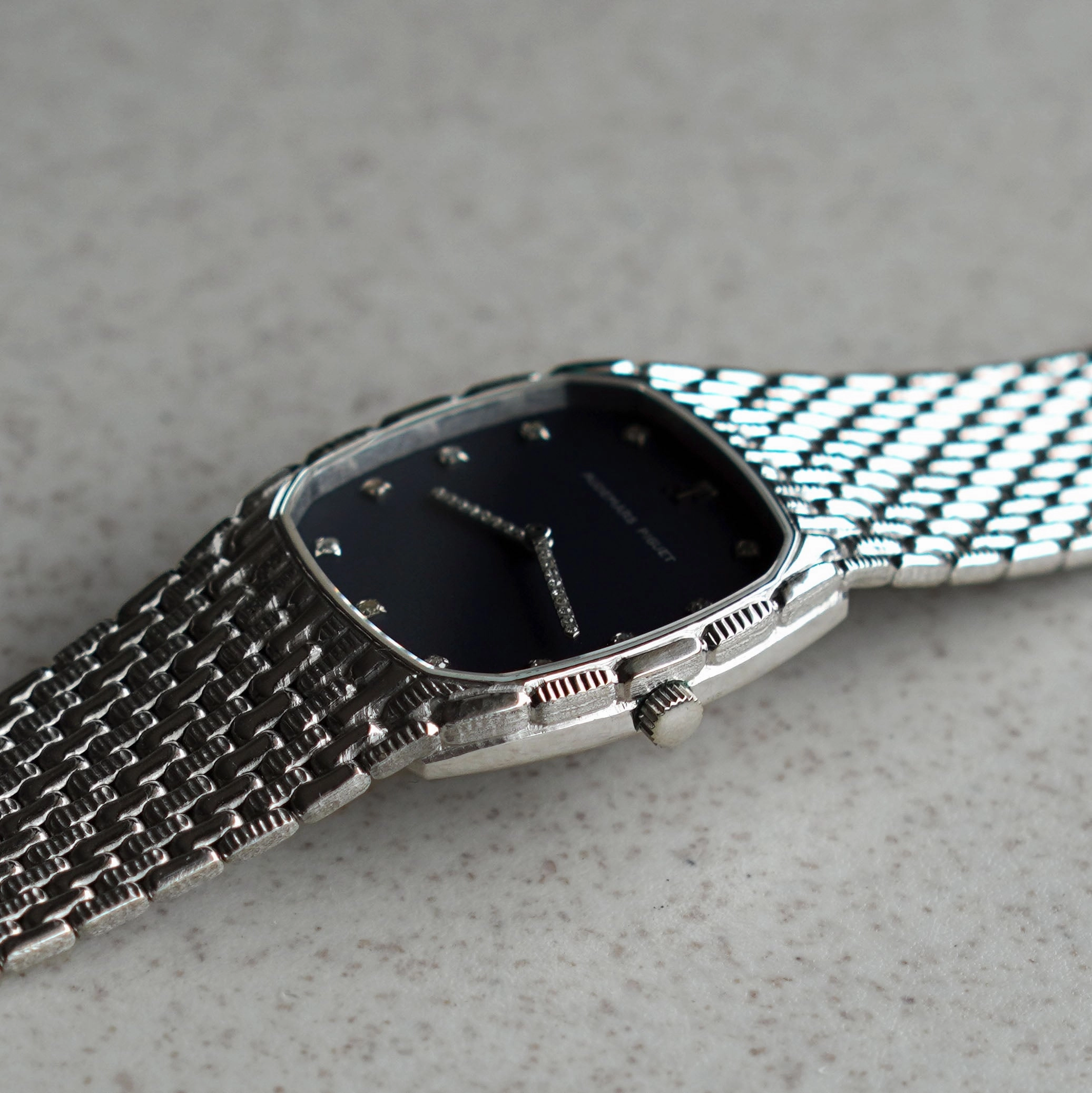 Audemars Piguet Cobra with Navy Blue Dial, Diamond Indices and Hands, White Gold