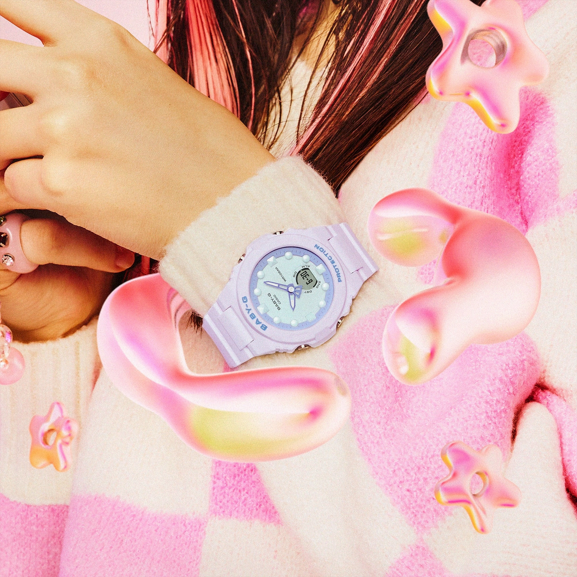 BABY-G DUO Holographic Pink Resin Band Watch BGA320FH-4A