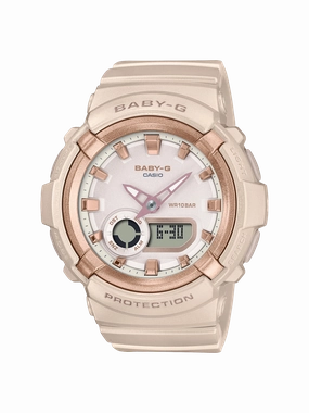 BABY-G DUO Metallic Accents Rose Gold Resin Band Watch BGA280BA-4A