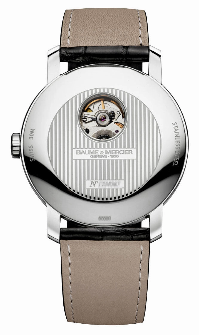 Baume & Mercier Classima Automatic Stainless Steel Black Dial Black Leather Strap Mens Watch M0A08689