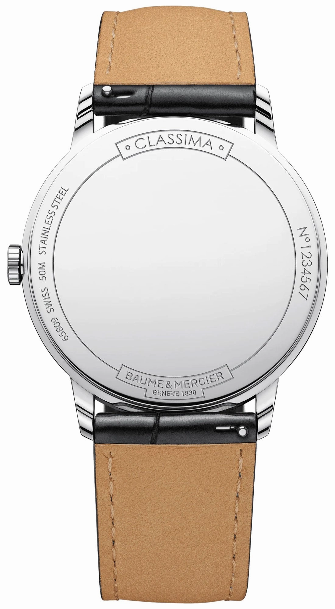 Baume & Mercier Classima Blue Dial Black Leather Strap Date Quartz Mens Watch MOA10324