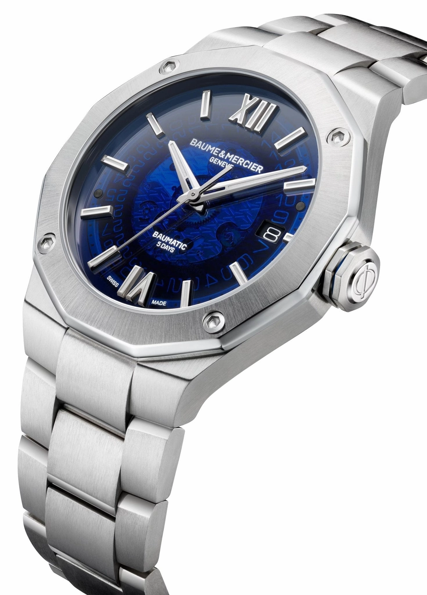 Baume & Mercier Riviera Automatic Stainless Steel Blue Dial Date Mens Watch M0A10616