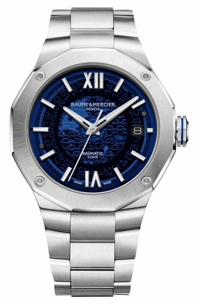 Baume & Mercier Riviera Automatic Stainless Steel Blue Dial Date Mens Watch M0A10616