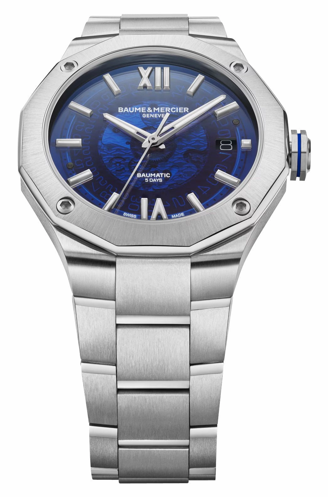 Baume & Mercier Riviera Automatic Stainless Steel Blue Dial Date Mens Watch M0A10616