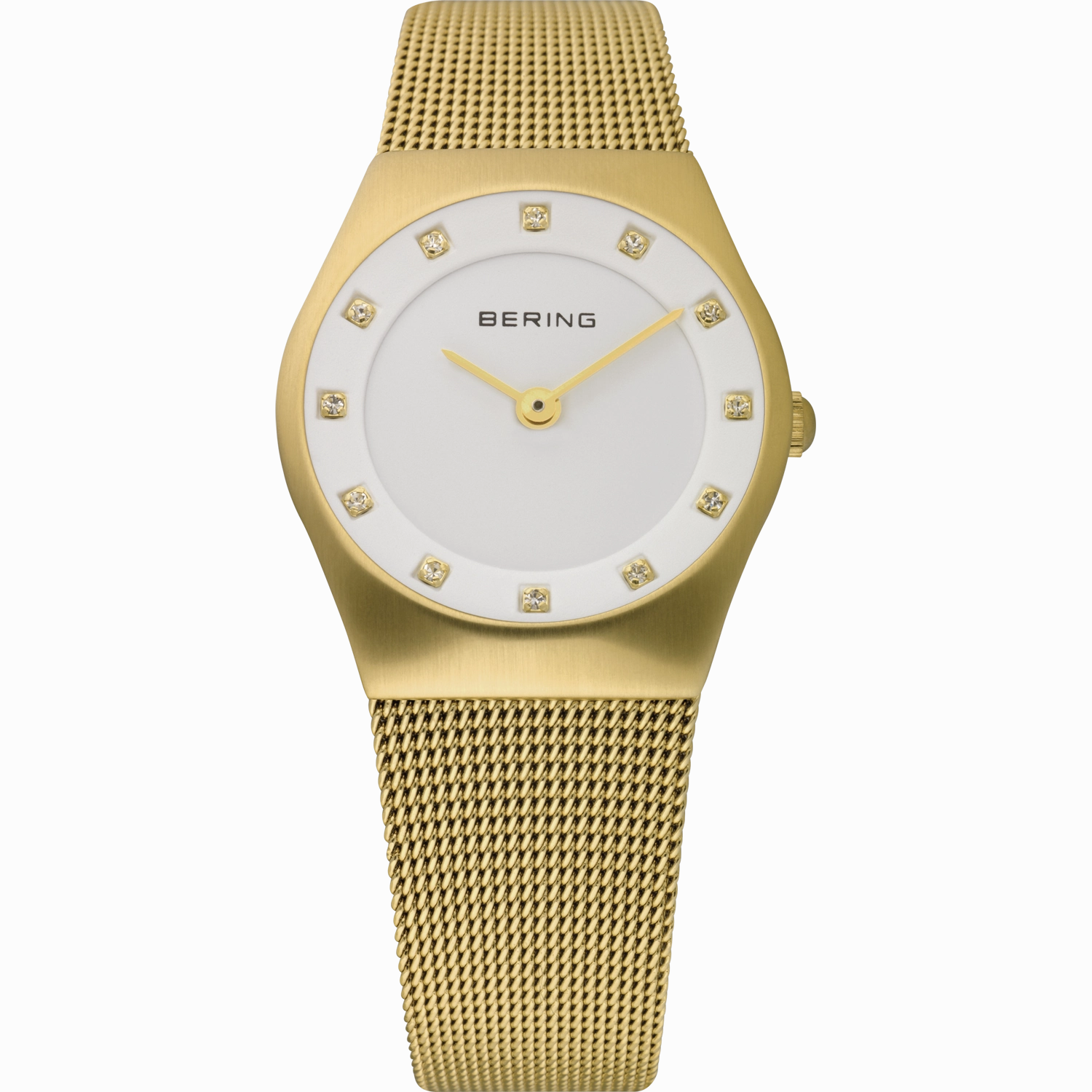 Bering - Ladies Gold & White Mesh Strap Watch