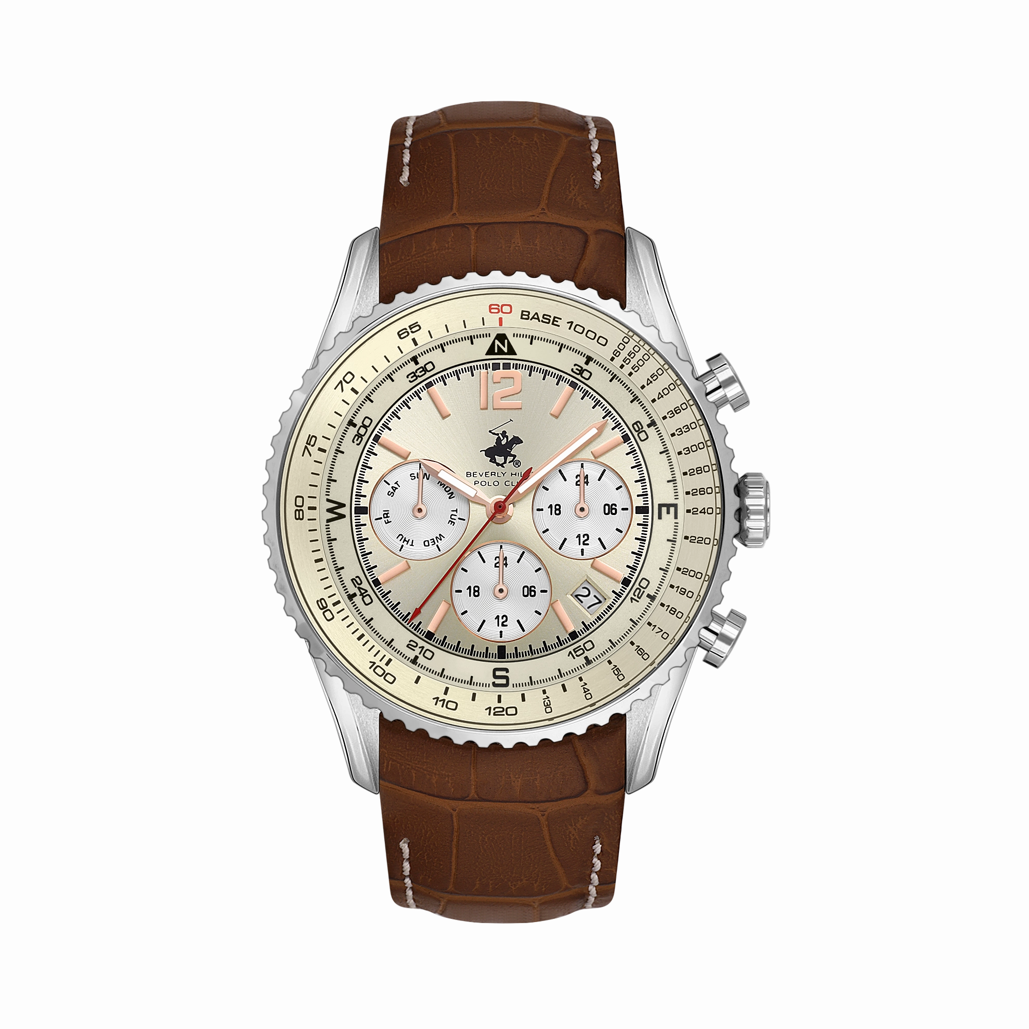 BHPC-BP3723X.375 - Leather Strap Multifunction Watch For Men