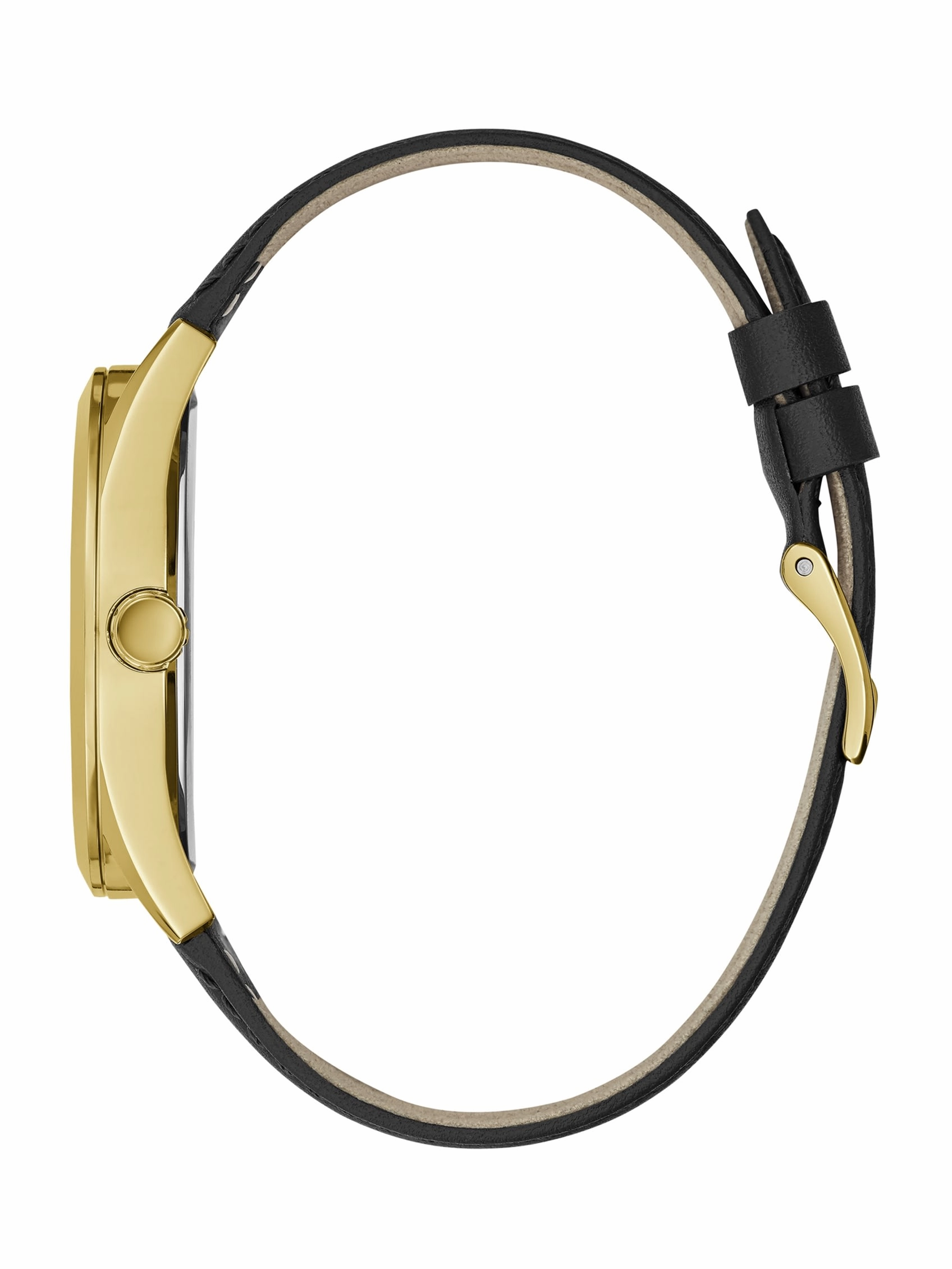 Black and Gold-Tone Leather Multifunction Watch