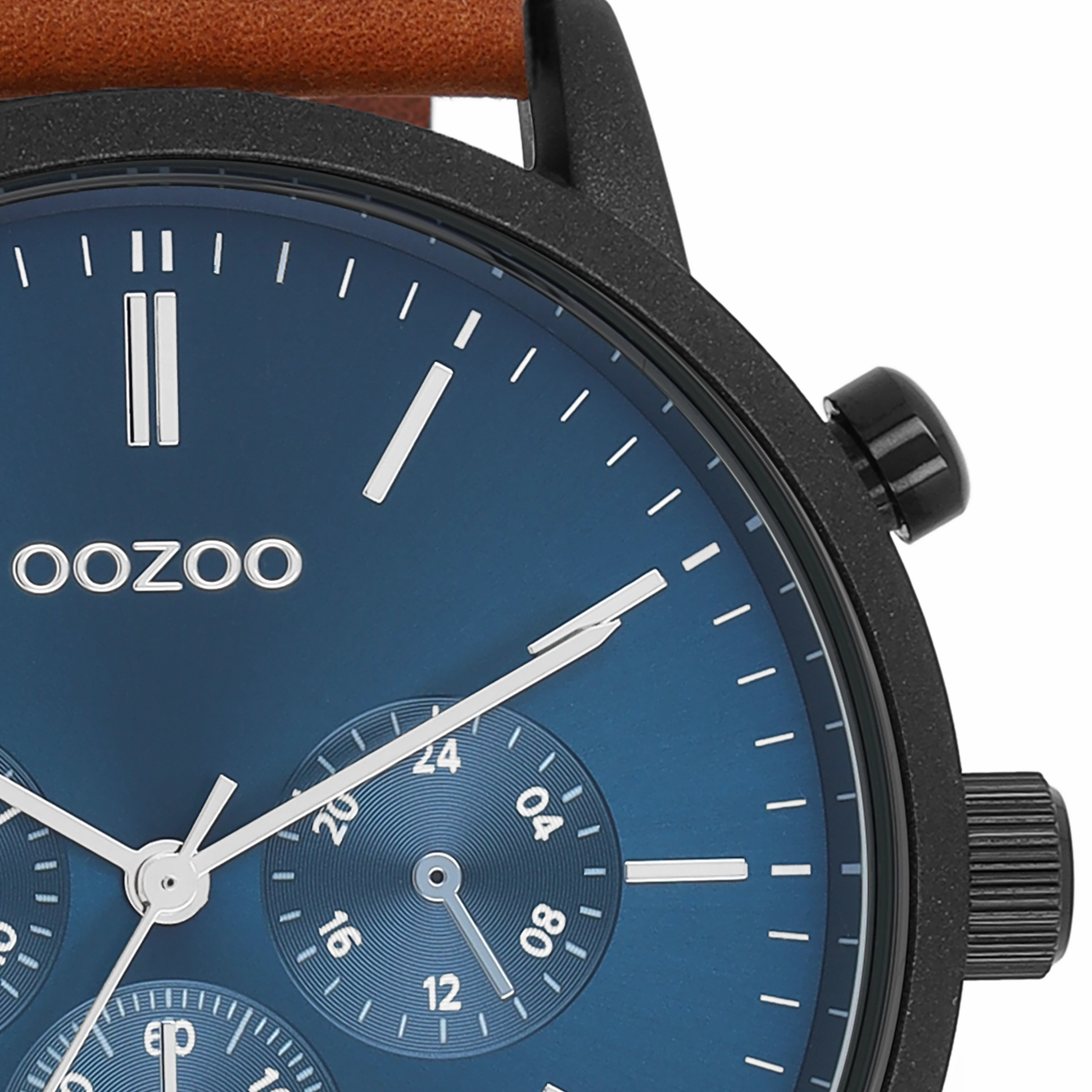 Black OOZOO watch with brown leather strap - C11202