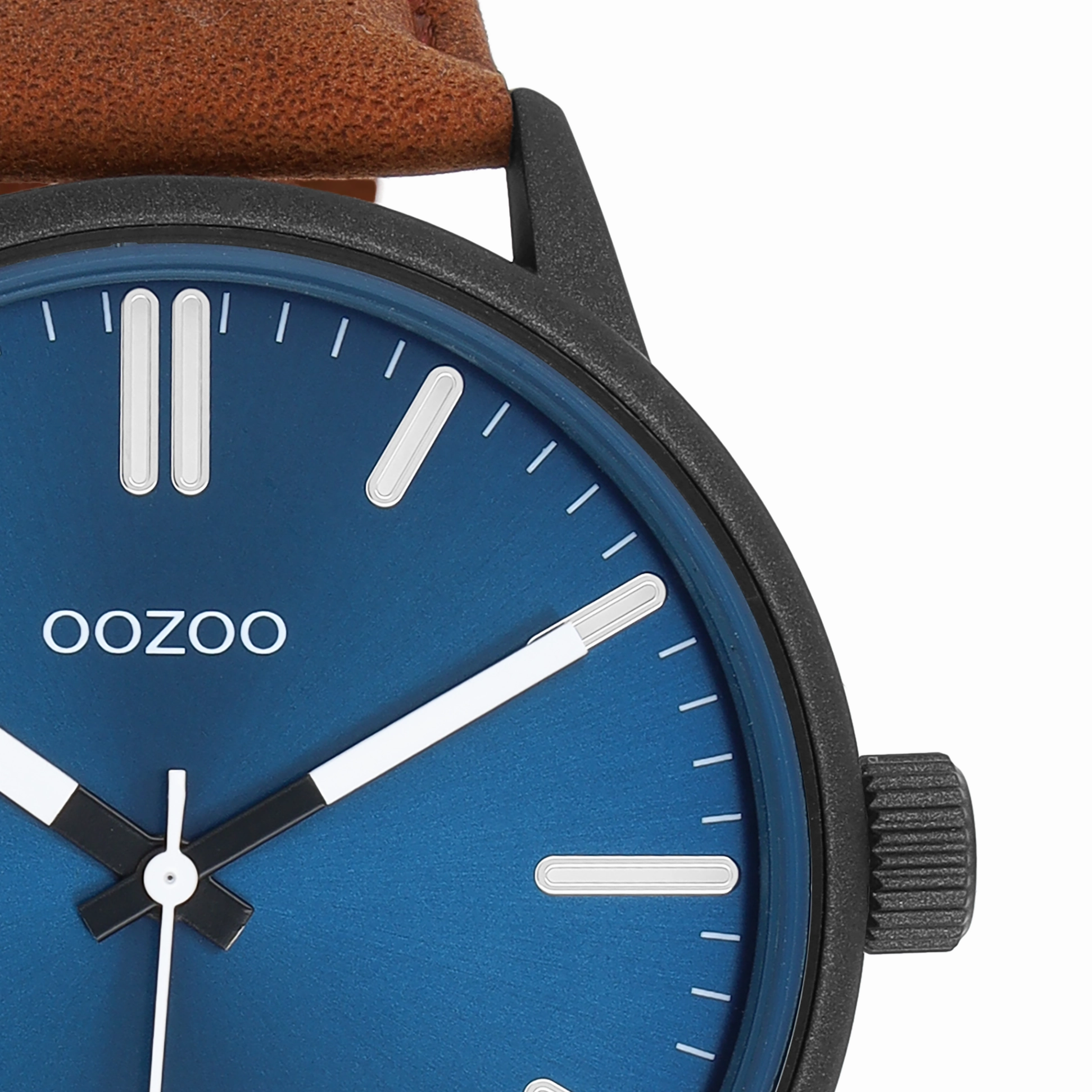 Black OOZOO watch with brown leather strap - C11401