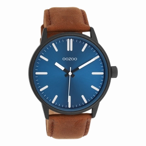 Black OOZOO watch with brown leather strap - C11401