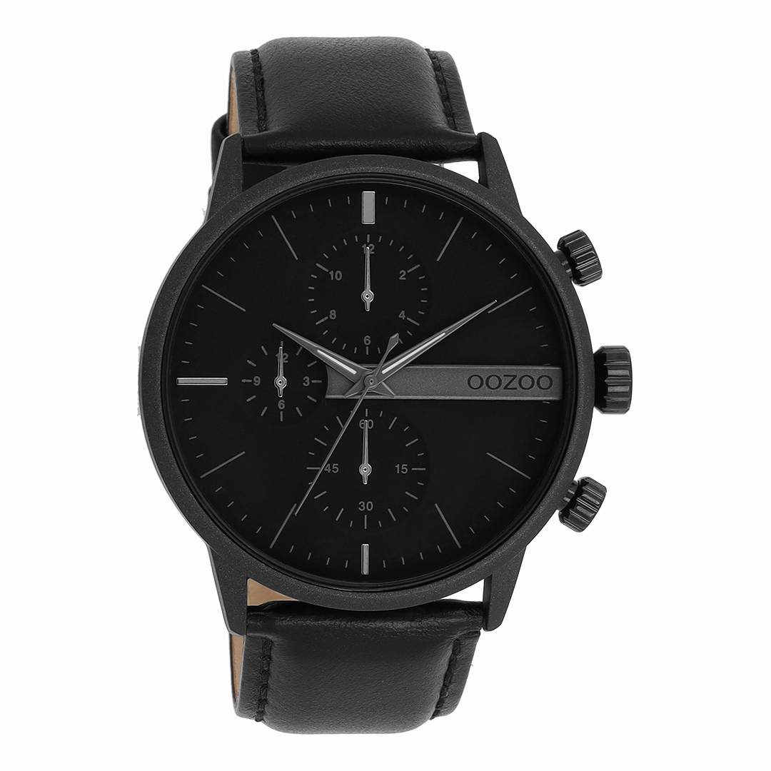 Black OOZOO watch with leather strap - C11224