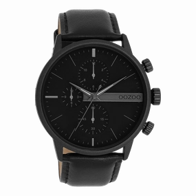 Black OOZOO watch with leather strap - C11224